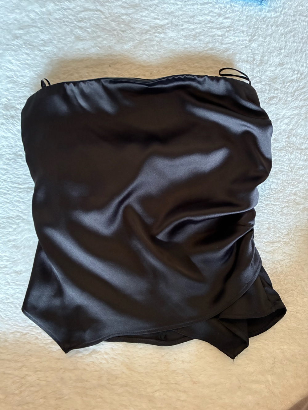 ZARA Black Satin Strapless Top - Size S